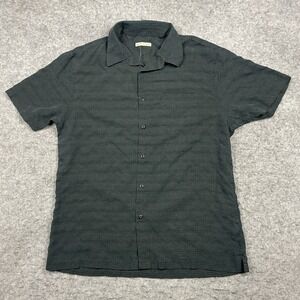 Age of Wisdom Shirt Mens Medium Black Abstract‎ Print Short Sleeve Button Up